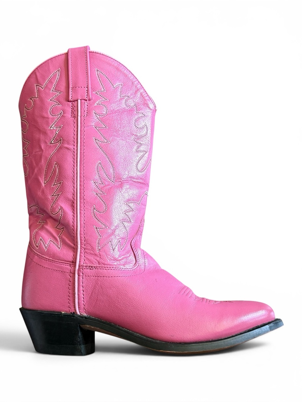 PINK VINTAGE Pink Leather Cowboy Boots Size 6 Women